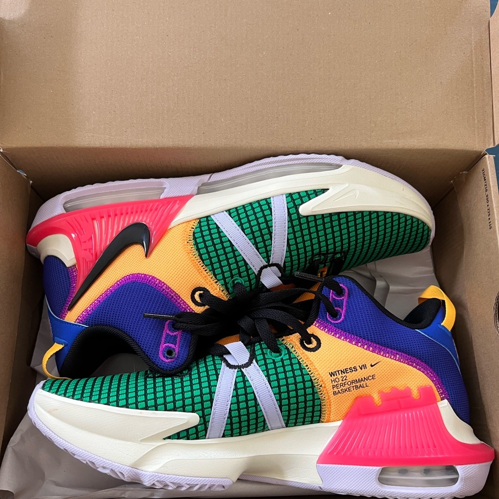 Nike Green and Purple Sneakers Vibrant Design